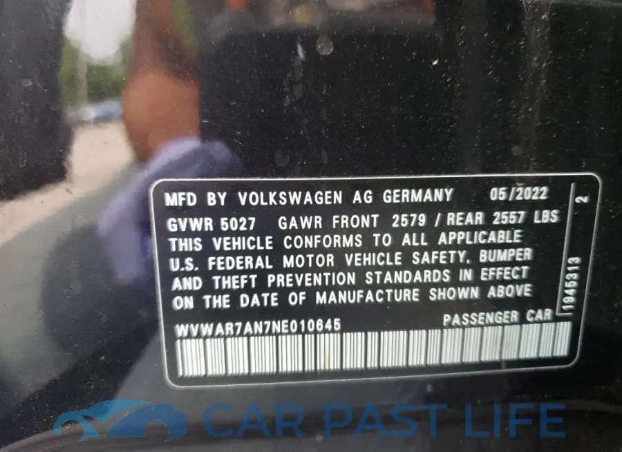 WVWAR7AN7NE010645# 13