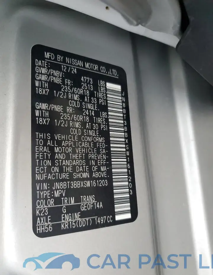 JN8BT3BBXSW161203# 13