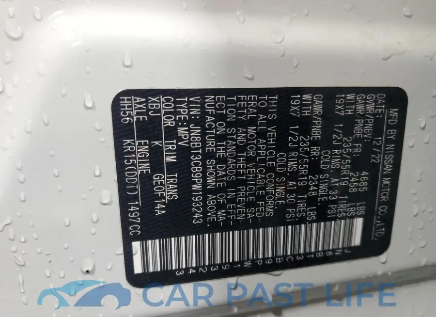 JN8BT3CB9PW193243# 13