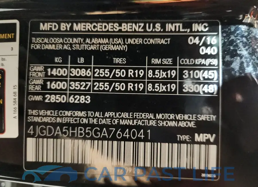 4JGDA5HB5GA764041# 13