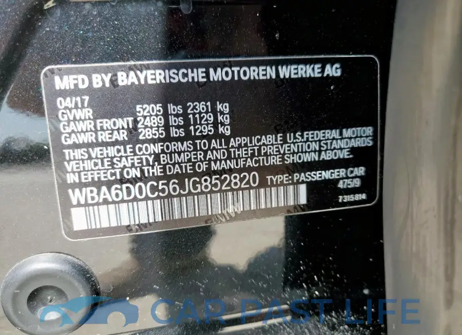 WBA6D0C56JG852820# 12