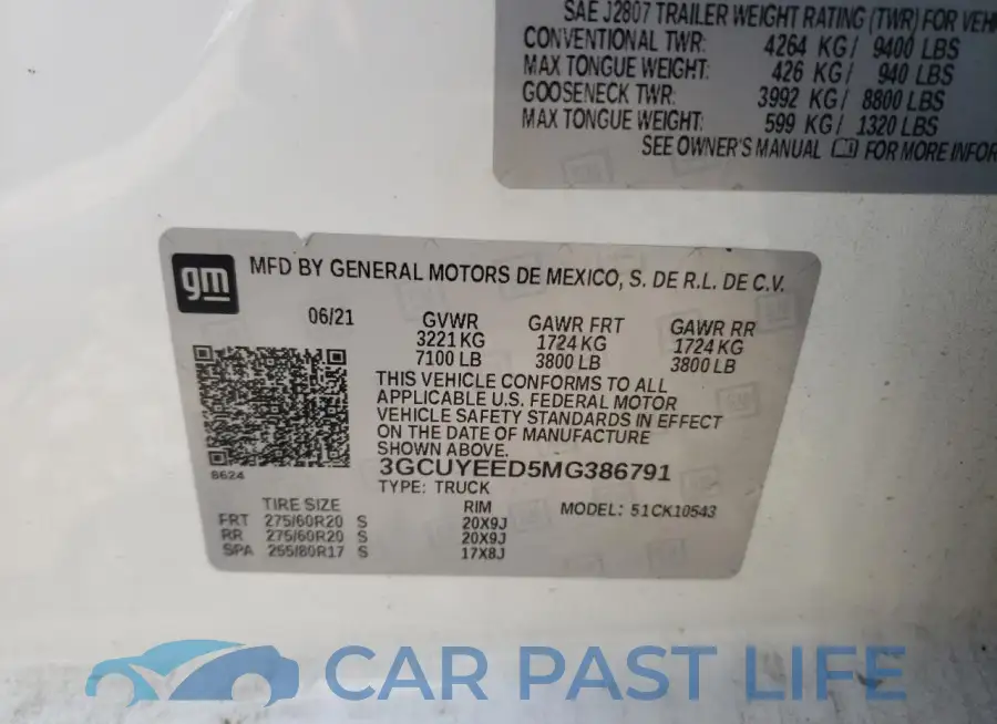 3GCUYEED5MG386791# 12