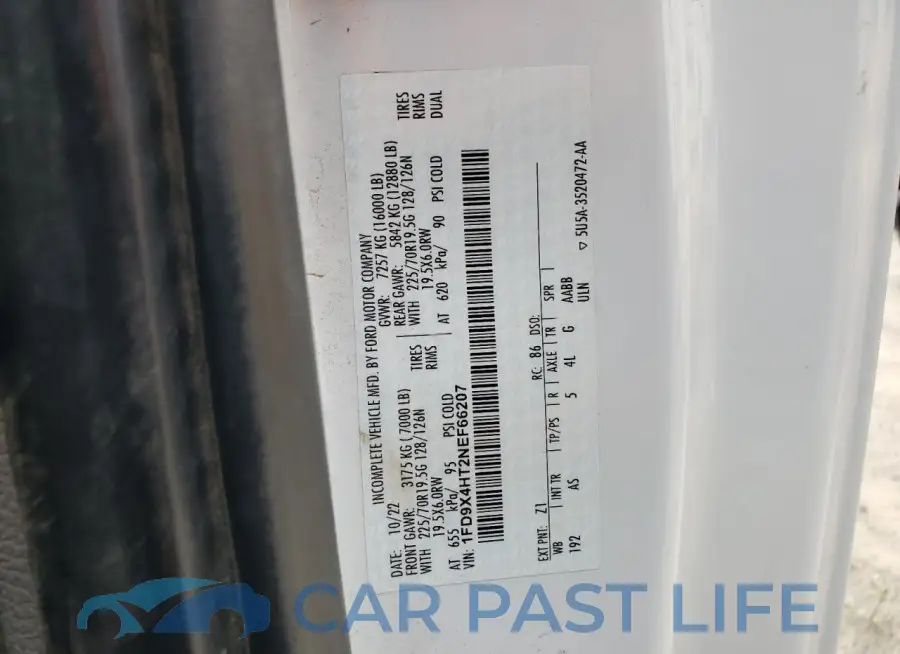 1FD9X4HT2NEF66207# 12