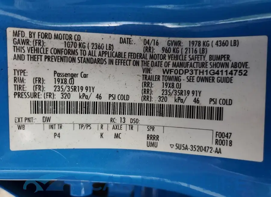 WF0DP3TH1G4114752# 13