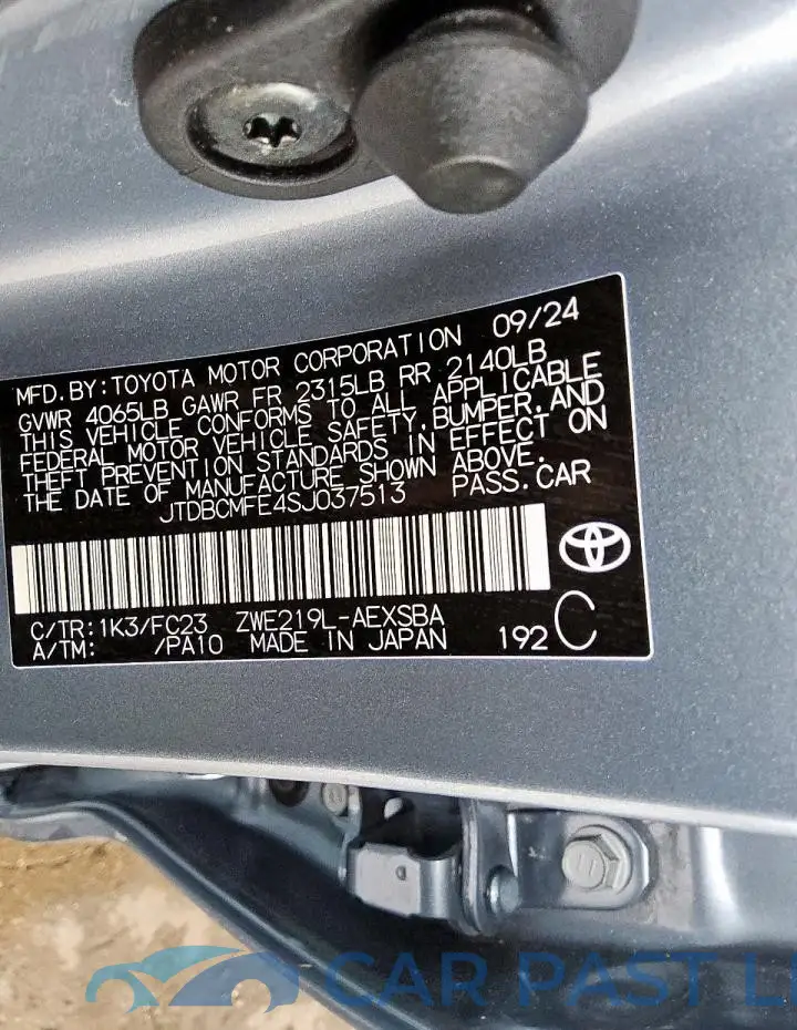 JTDBCMFE4SJ037513# 12