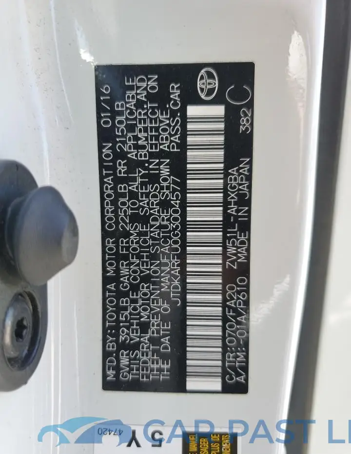 JTDKARFU0G3004577# 12