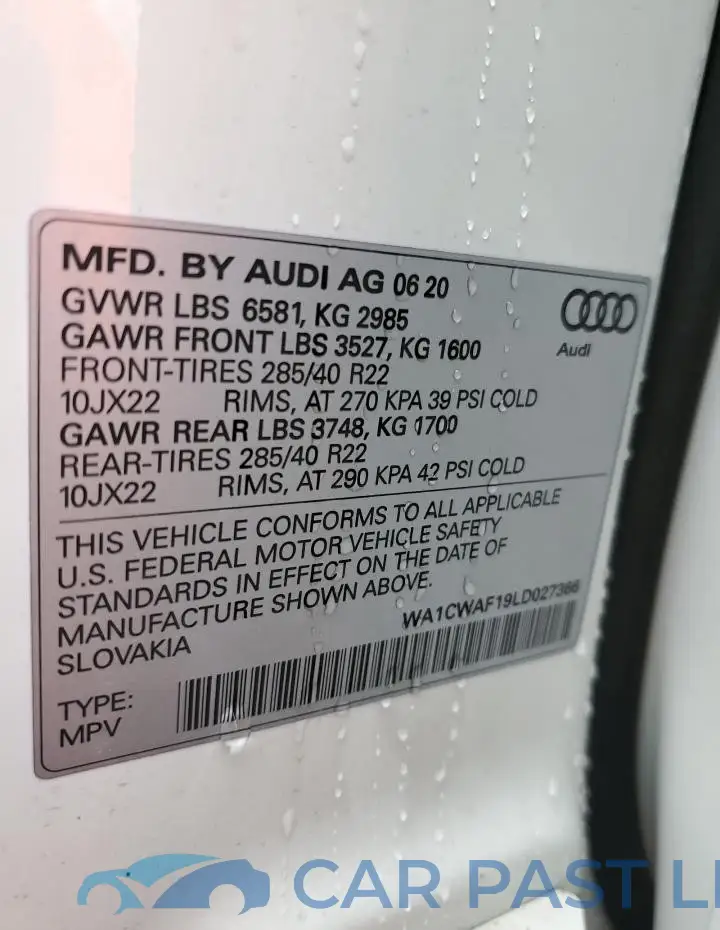 WA1CWAF19LD027366# 14