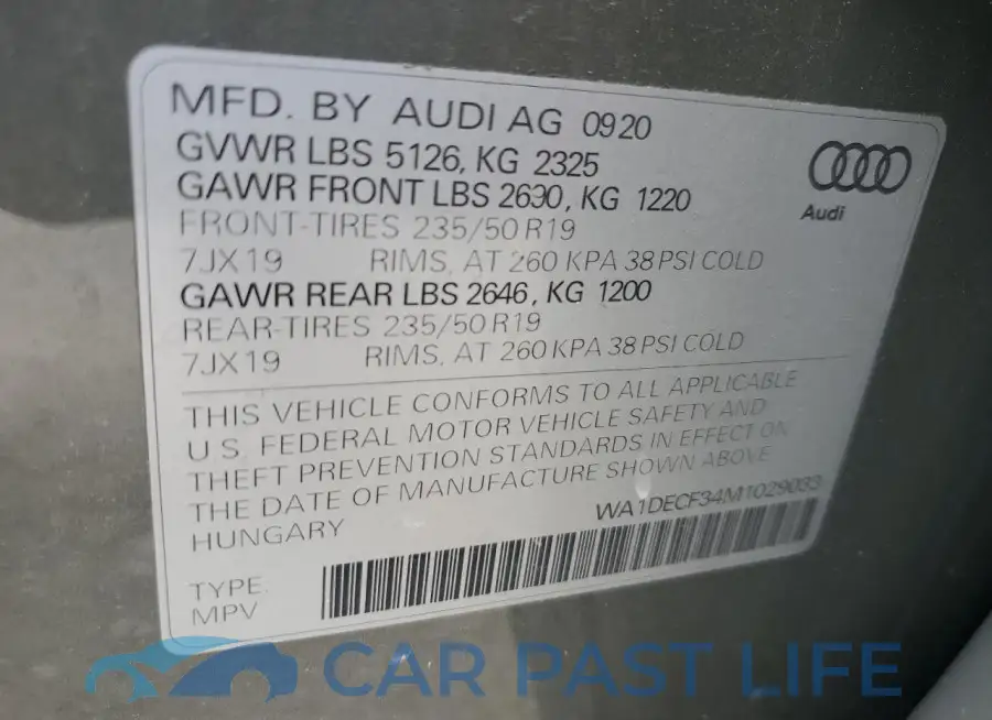 WA1DECF34M1029033# 13