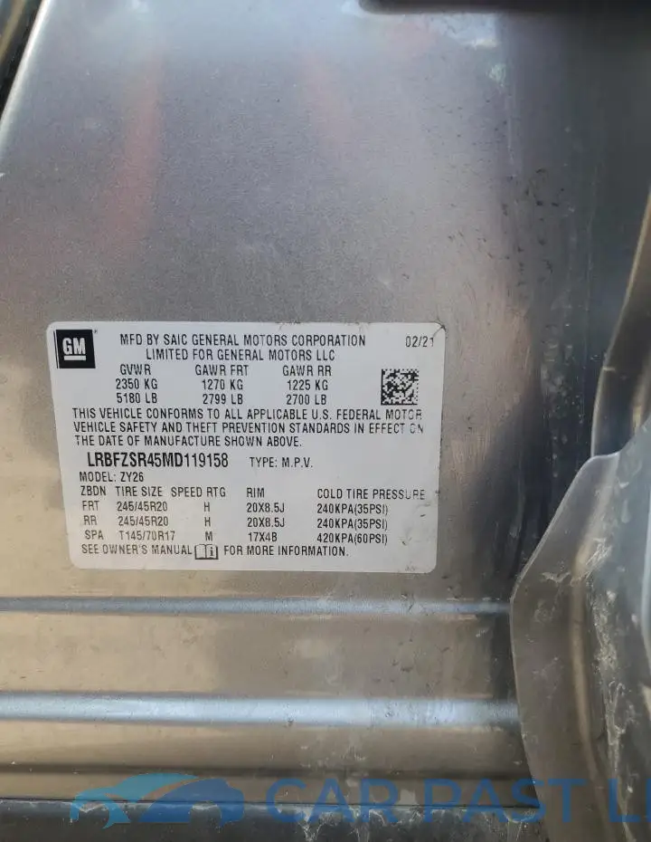 LRBFZSR45MD119158# 12