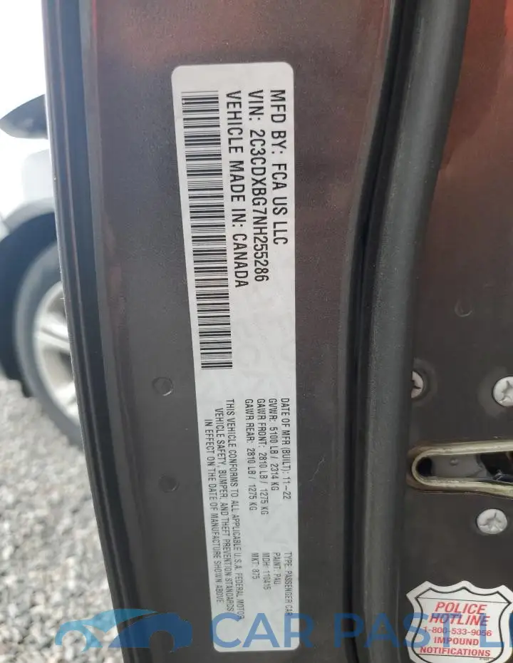 2C3CDXBG7NH255286# 12