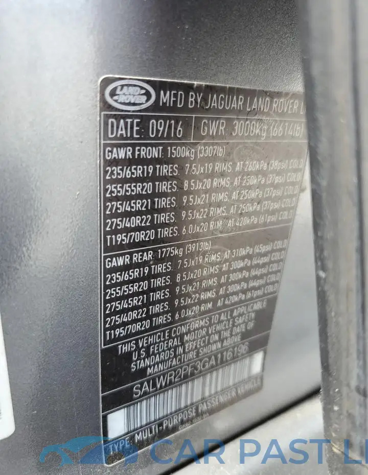 SALWR2PF3GA116196# 12