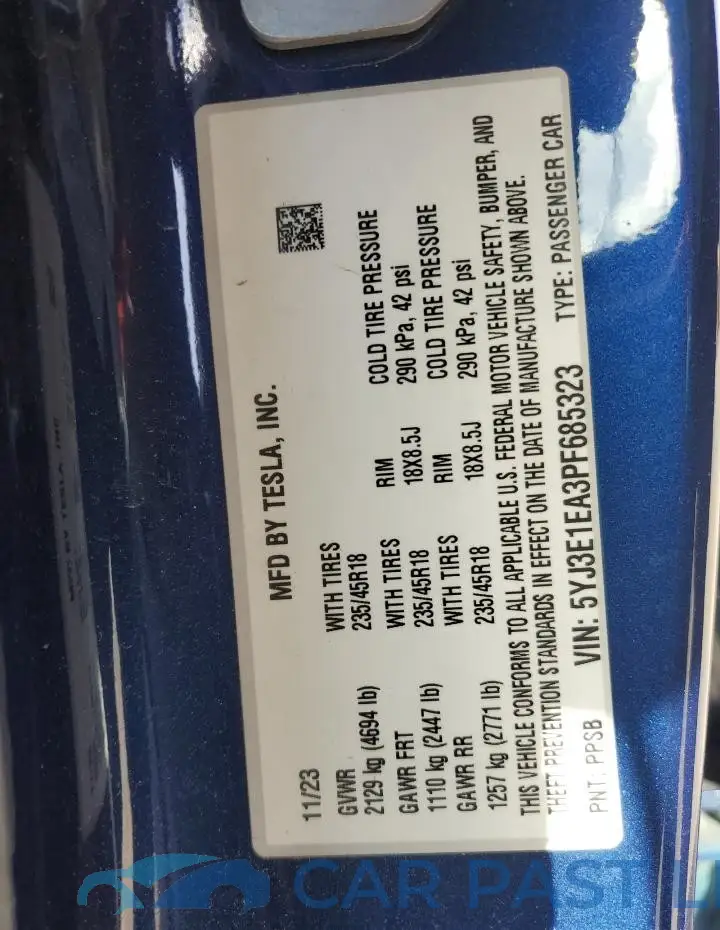 5YJ3E1EA3PF685323# 13