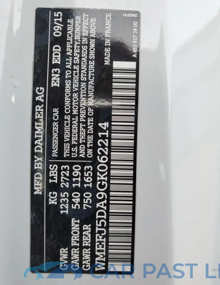 WMEFJ5DA9GK062214# 13