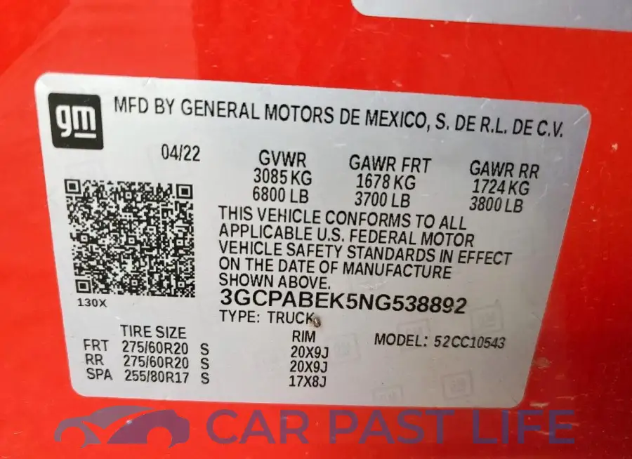 3GCPABEK5NG538892# 12