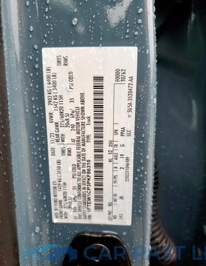1FTEW1CP3PKF86310# 12