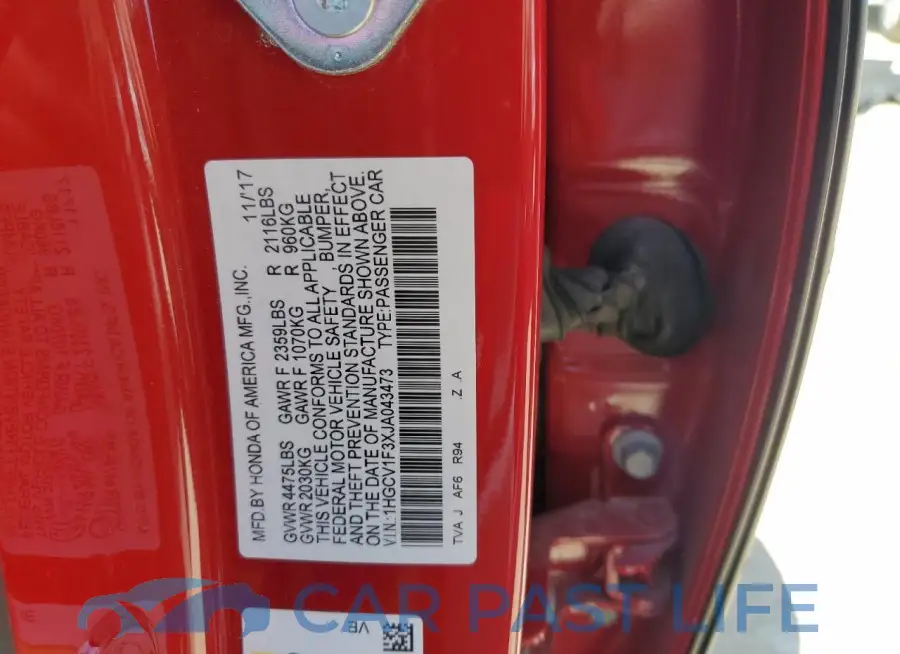 1HGCV1F3XJA043473# 12