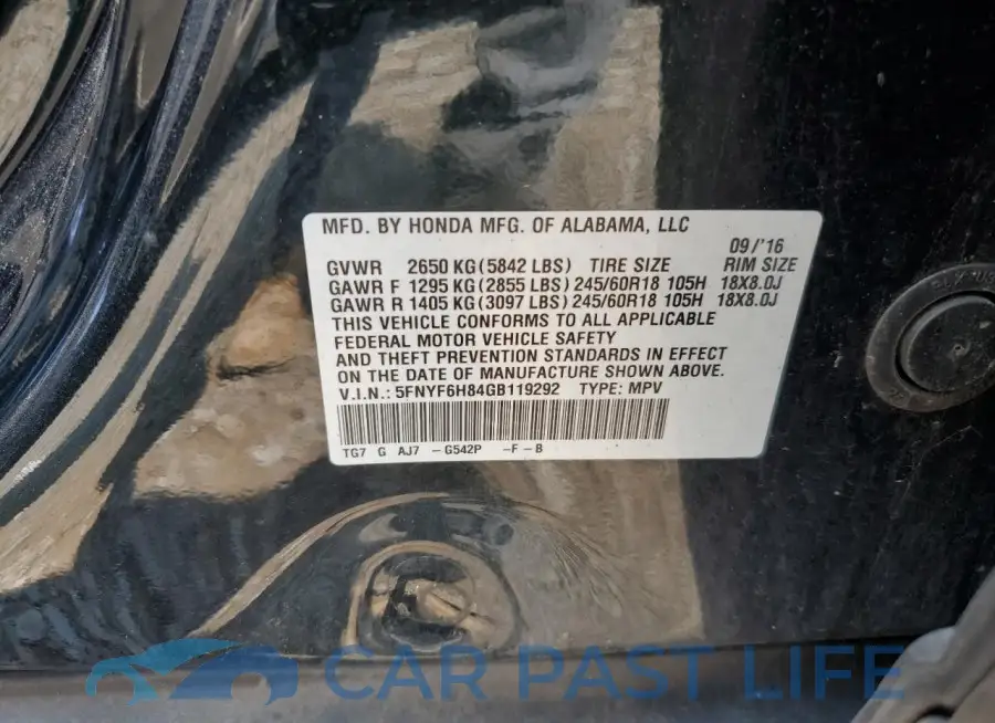 5FNYF6H84GB119292# 13