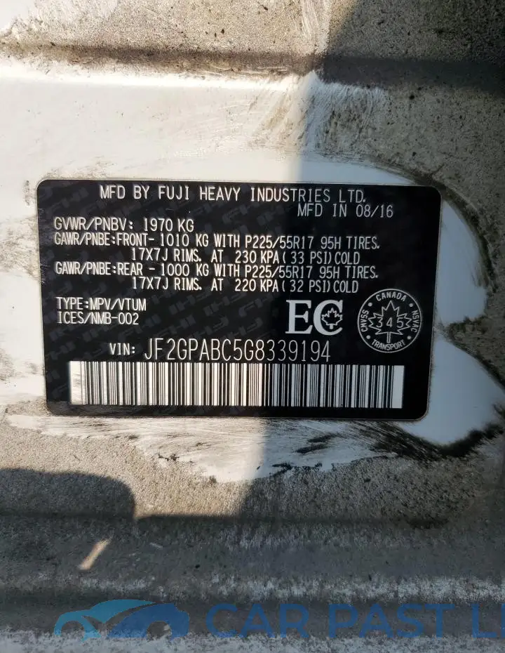 JF2GPABC5G8339194# 13