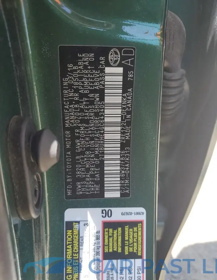 2T1BURHE4GC643405# 12