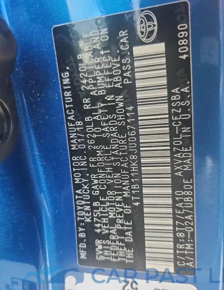 4T1B11HK8JU067114# 12
