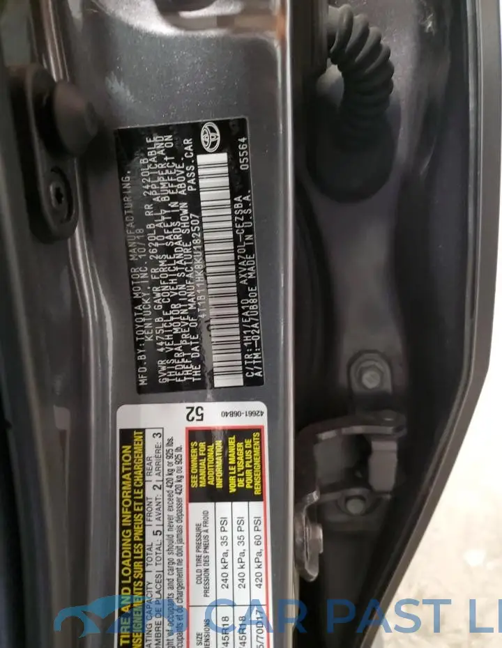 4T1B11HK8KU182507# 12