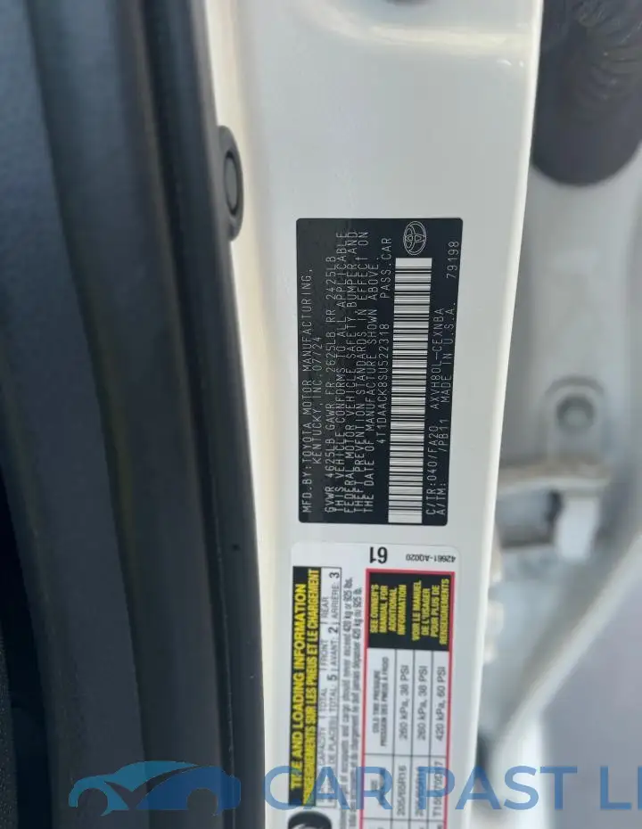 4T1DAACK8SU522318# 10