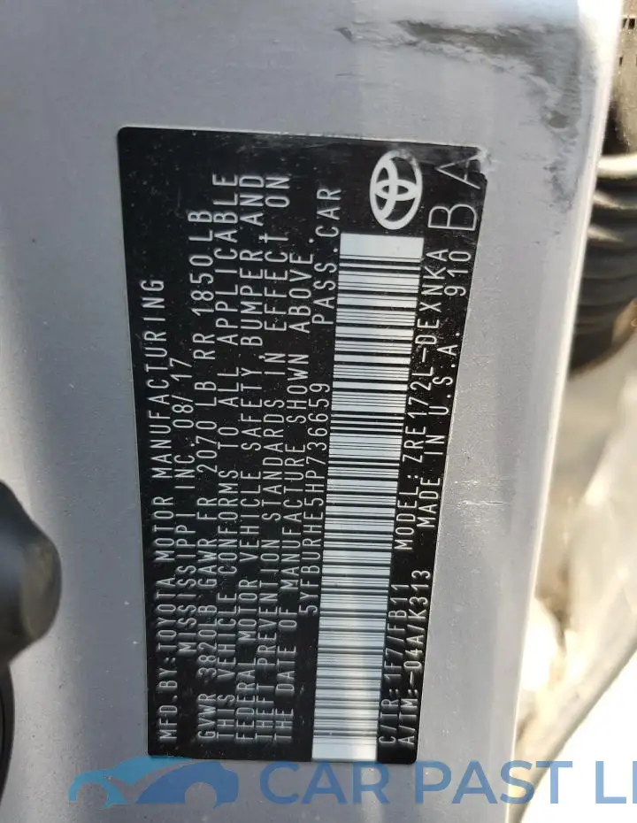 5YFBURHE5HP736659# 12
