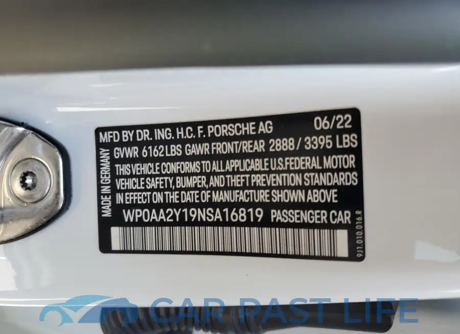 WP0AA2Y19NSA16819# 12