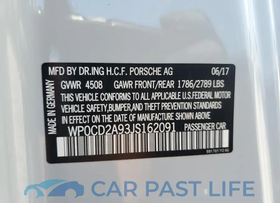 WP0CD2A93JS162091# 12