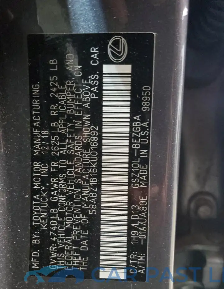 58ABZ1B16KU016892# 13