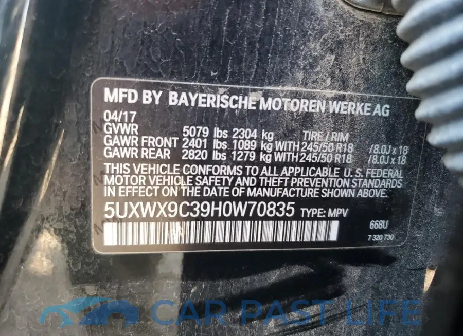 5UXWX9C39H0W70835# 13