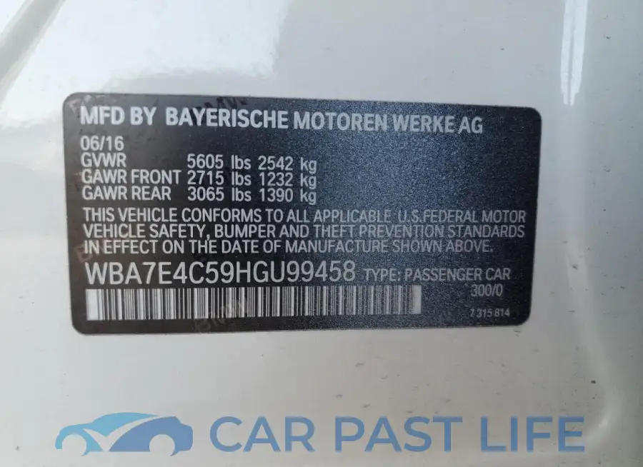 WBA7E4C59HGU99458# 12