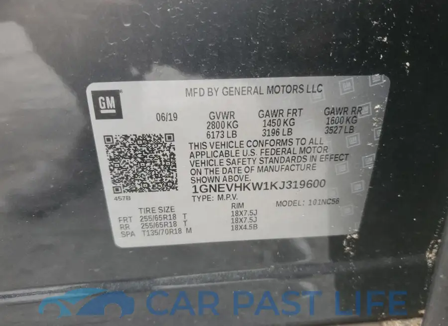 1GNEVHKW1KJ319600# 12