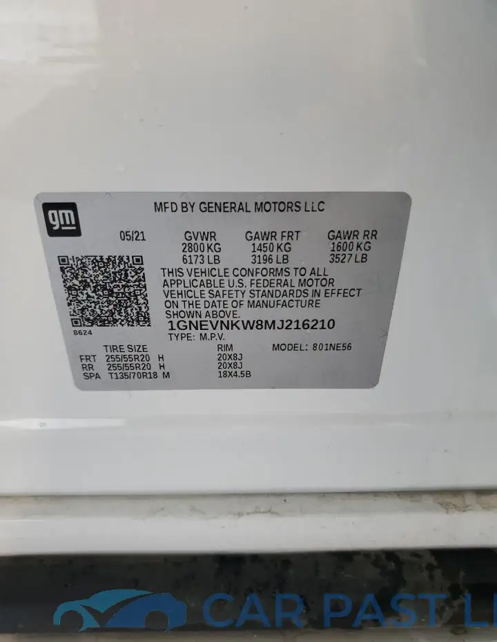 1GNEVNKW8MJ216210# 13