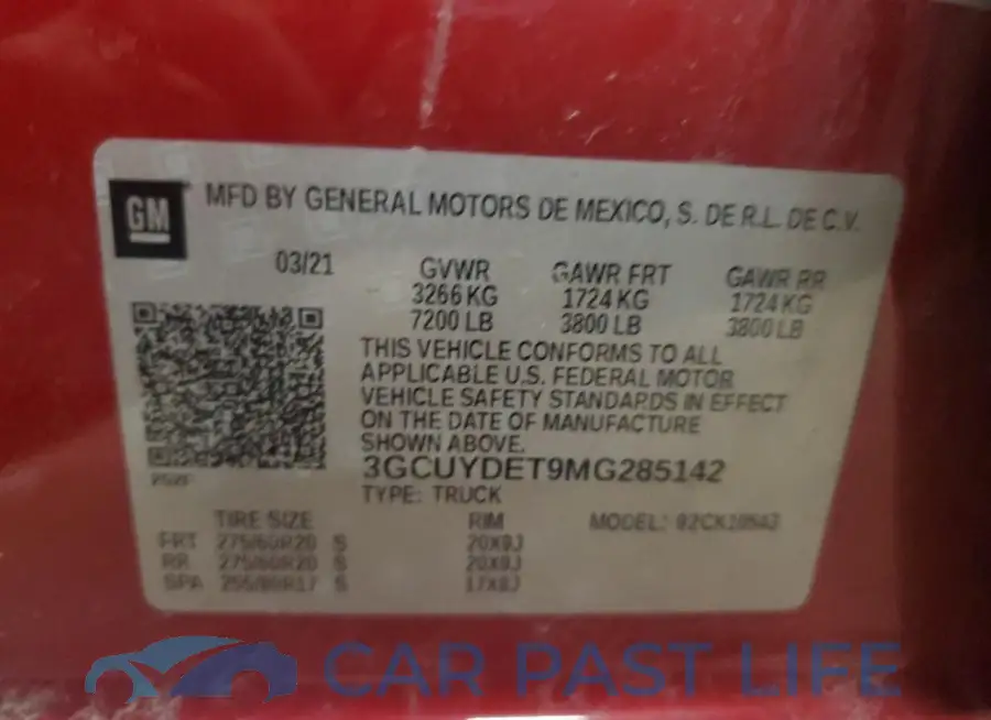 3GCUYDET9MG285142# 12