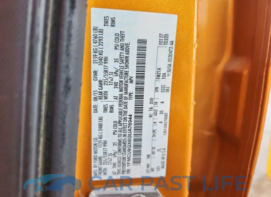 1FMCU9GX6GUA76944# 12