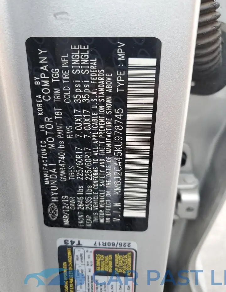 KM8J2CA45KU978745# 14
