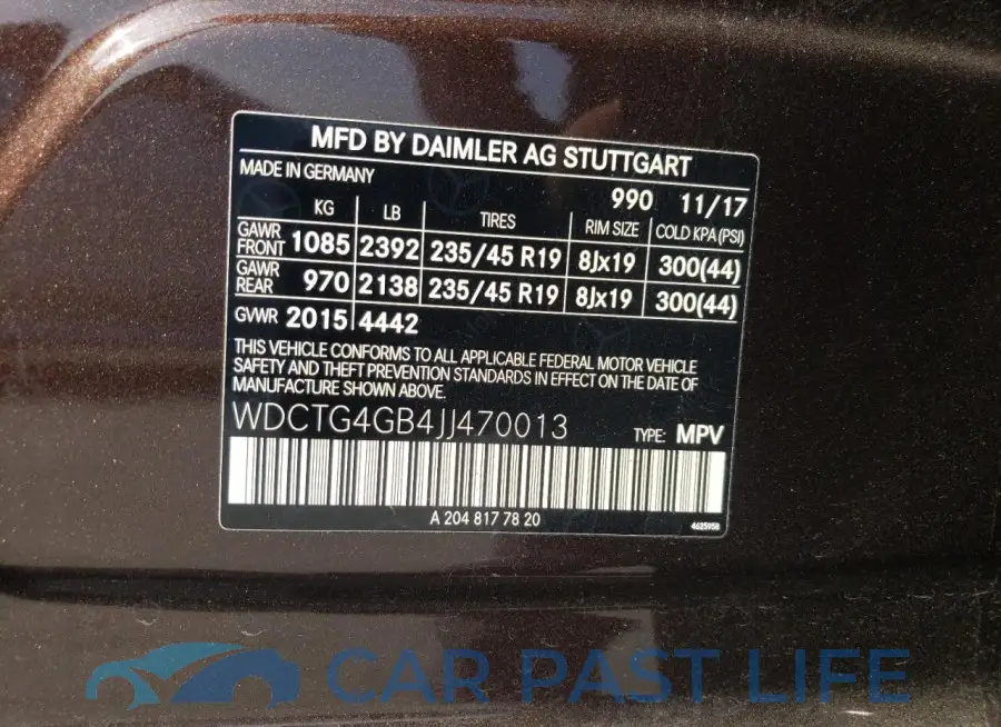 WDCTG4GB4JJ470013# 13