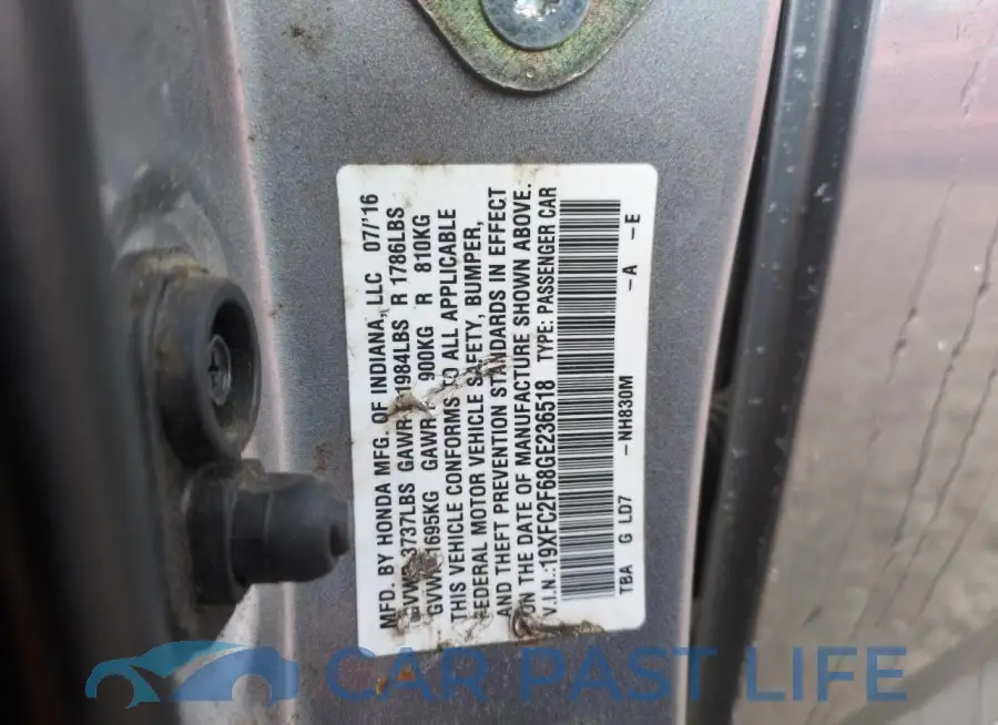 19XFC2F68GE236518# 12