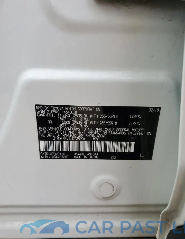 JTMDFREV7JD235904# 13