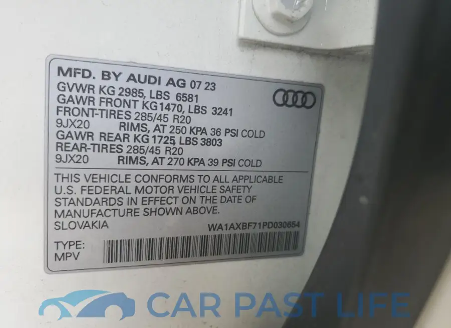 WA1AXBF71PD030654# 12