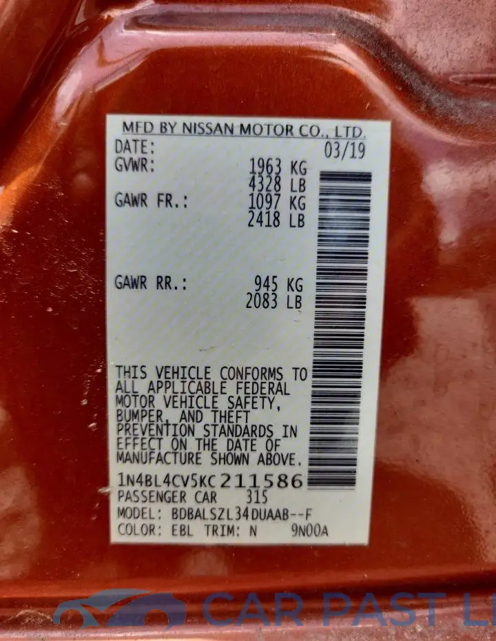 1N4BL4CV5KC211586# 12