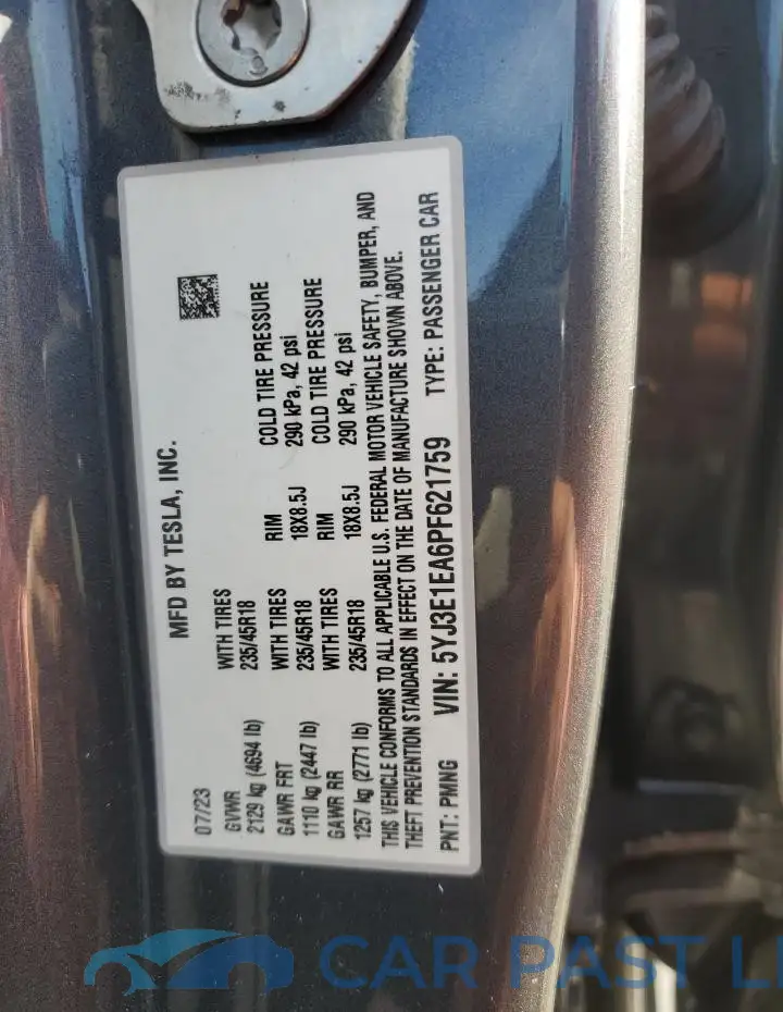 5YJ3E1EA6PF621759# 12