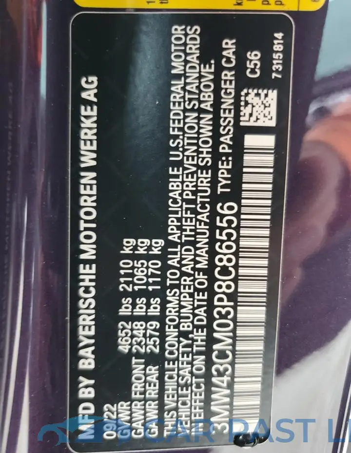 3MW43CM03P8C86556# 12