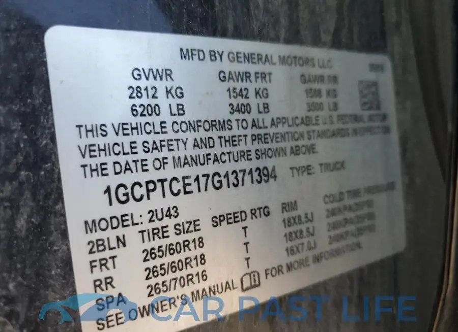 1GCPTCE17G1371394# 12