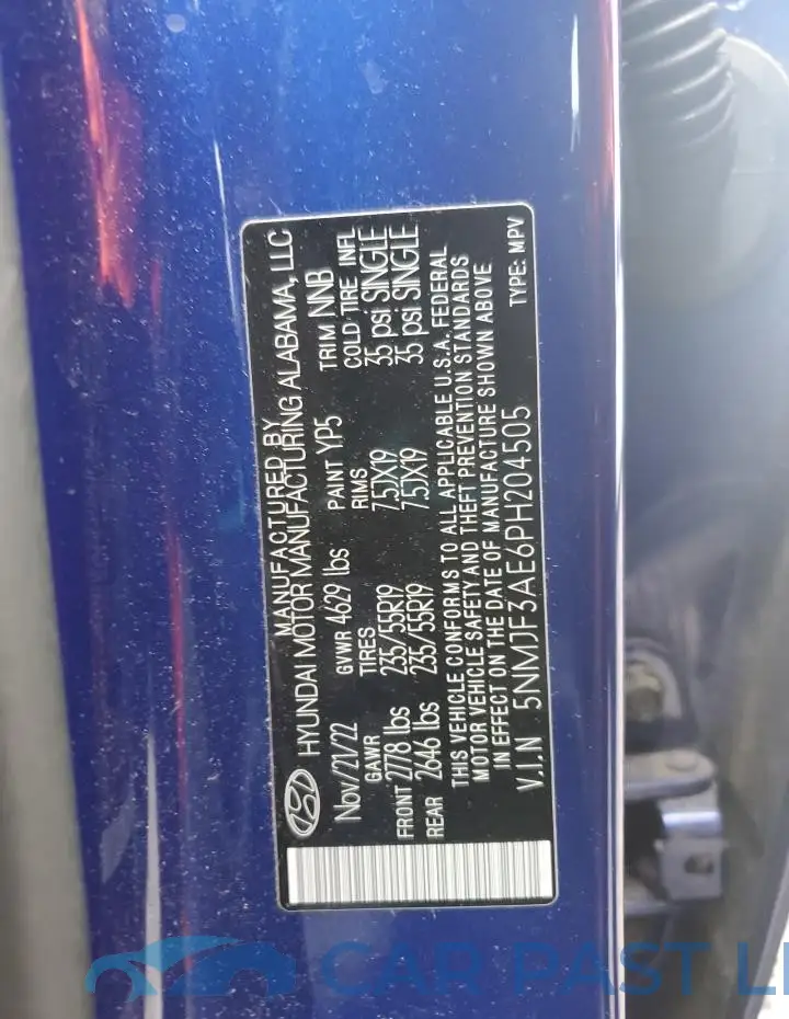 5NMJF3AE6PH204505# 13