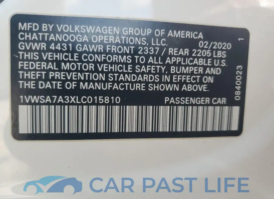 1VWSA7A3XLC015810# 12