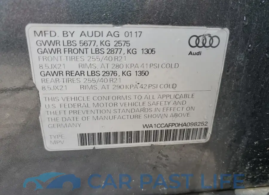 WA1CCAFP0HA098252# 13