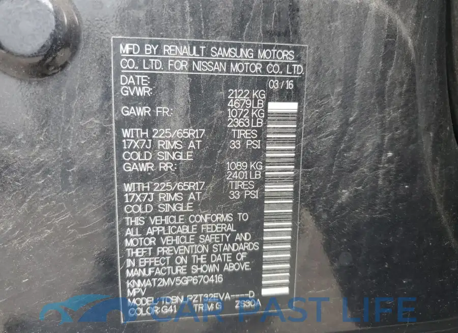 KNMAT2MV5GP670416# 13