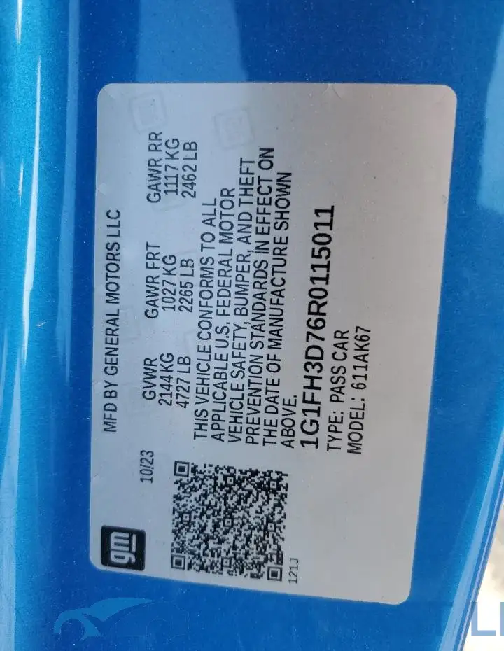 1G1FH3D76R0115011# 13